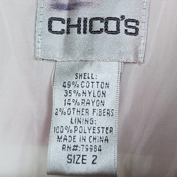 Chico's White Pink Floral Button Up Blazer Jacket Women's Size Large - Picture 8 of 10